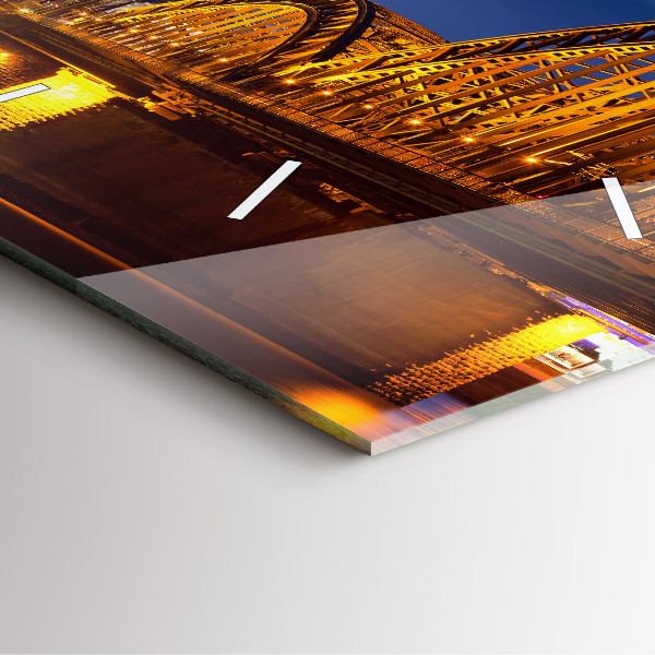 Square glass wall clock Bridge in Germany