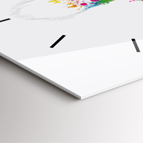 Square glass wall clock Colorful deer head