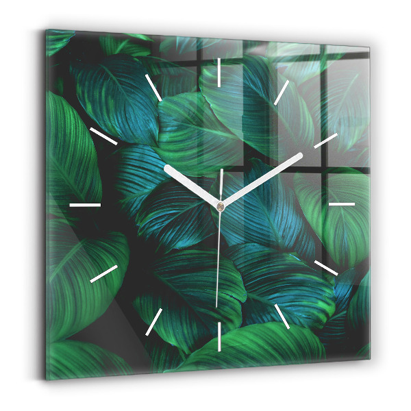 Square glass wall clock Nature leaves