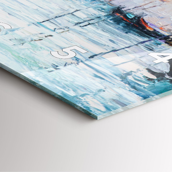 Square glass wall clock Oil painting yacht sea