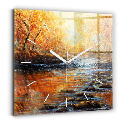 Square glass wall clock Artistic art