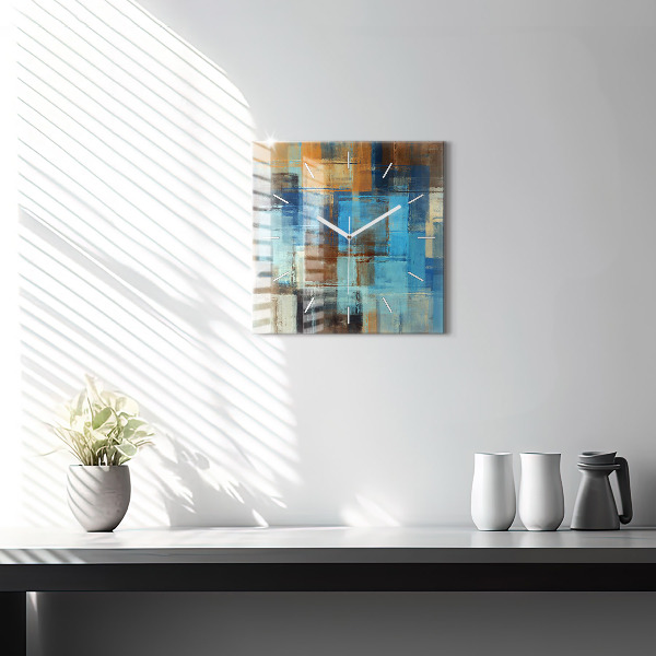 Square glass wall clock Colorful background - abstract