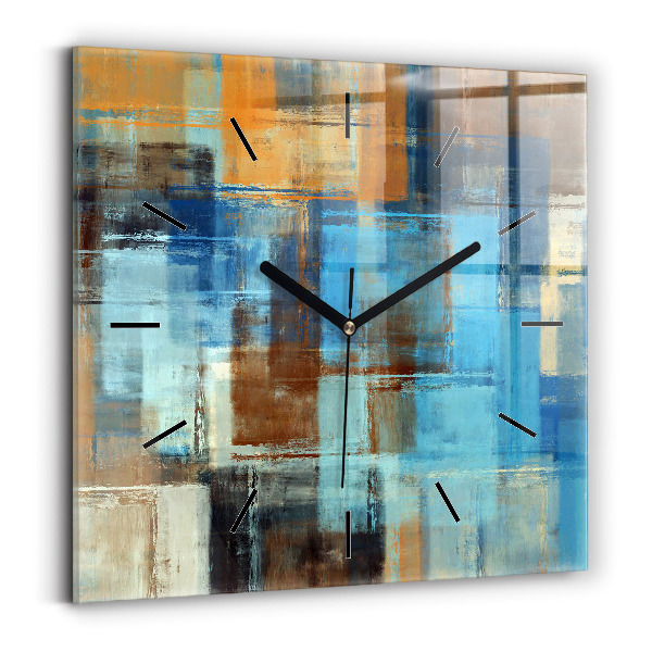 Square glass wall clock Colorful background - abstract