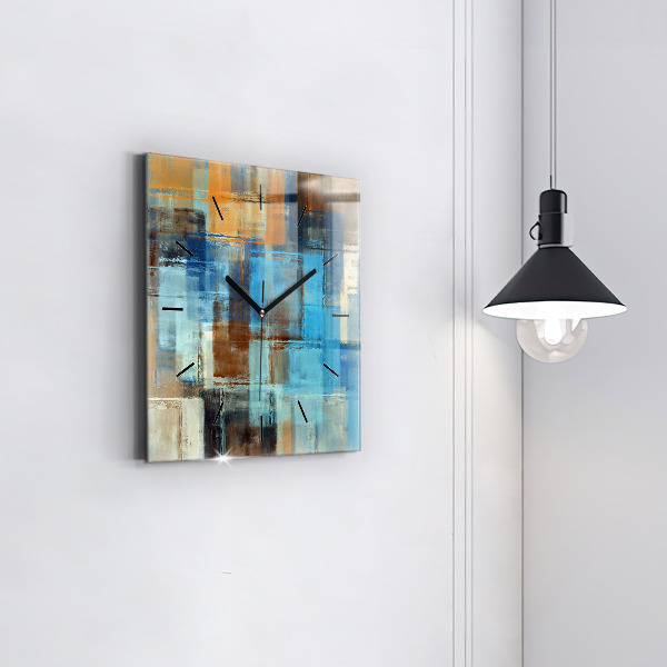 Square glass wall clock Colorful background - abstract