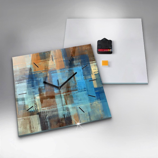 Square glass wall clock Colorful background - abstract