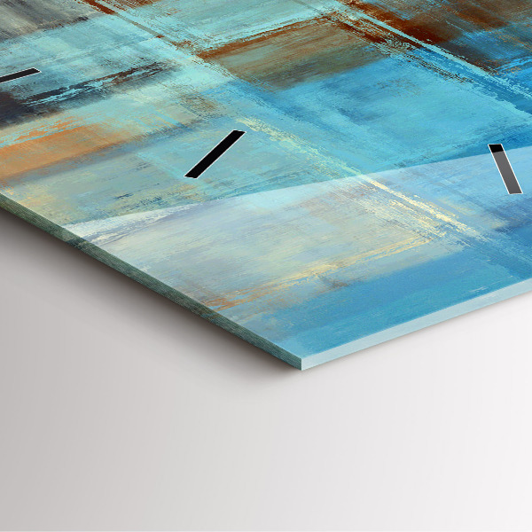 Square glass wall clock Colorful background - abstract