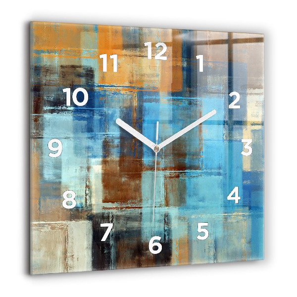 Square glass wall clock Colorful background - abstract