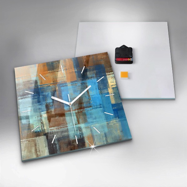 Square glass wall clock Colorful background - abstract