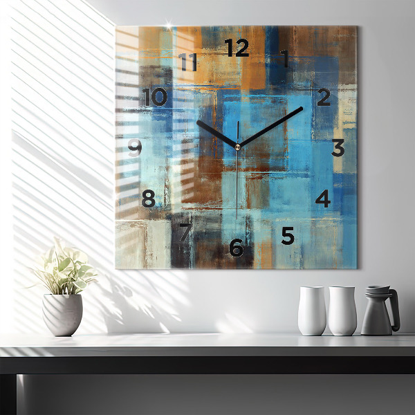 Square glass wall clock Colorful background - abstract