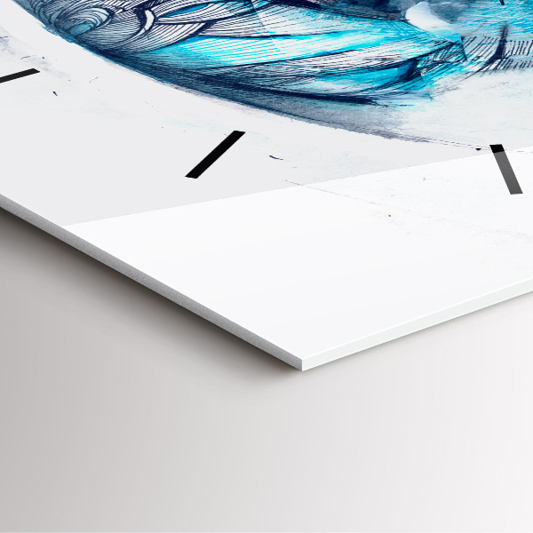 Square glass wall clock Wolf Eye Illustration