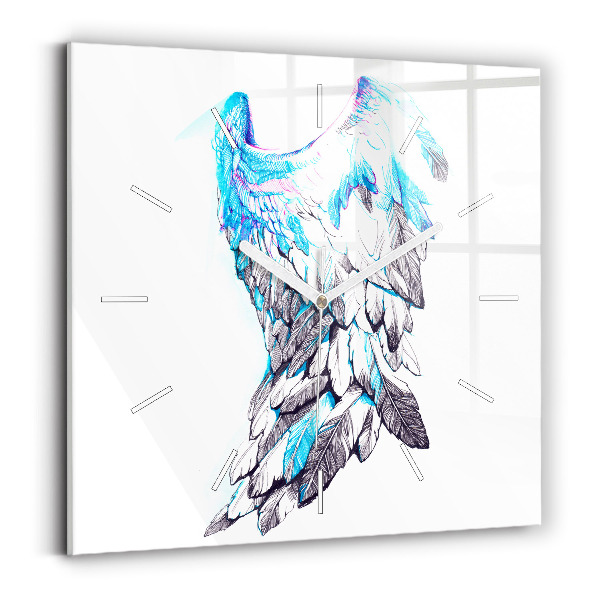 Square glass wall clock Imitation of bird wings