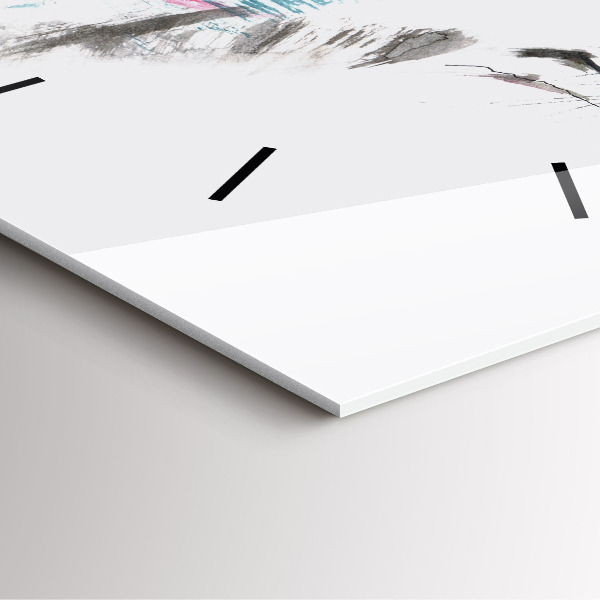 Square glass wall clock Painted Wolf Profile