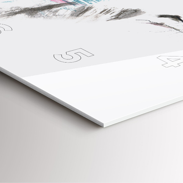 Square glass wall clock Painted Wolf Profile