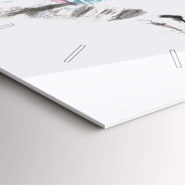 Square glass wall clock Painted Wolf Profile