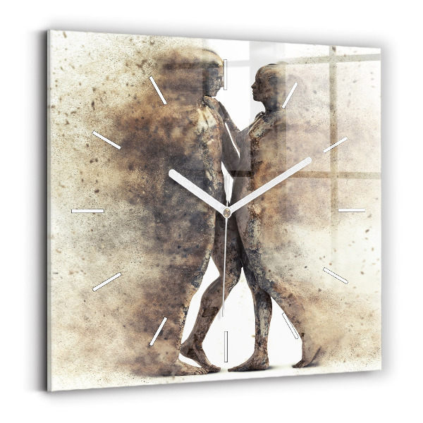 Square glass wall clock Abstract people sand