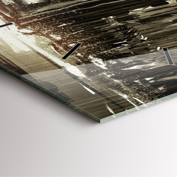 Square glass wall clock Woman on a rainy night