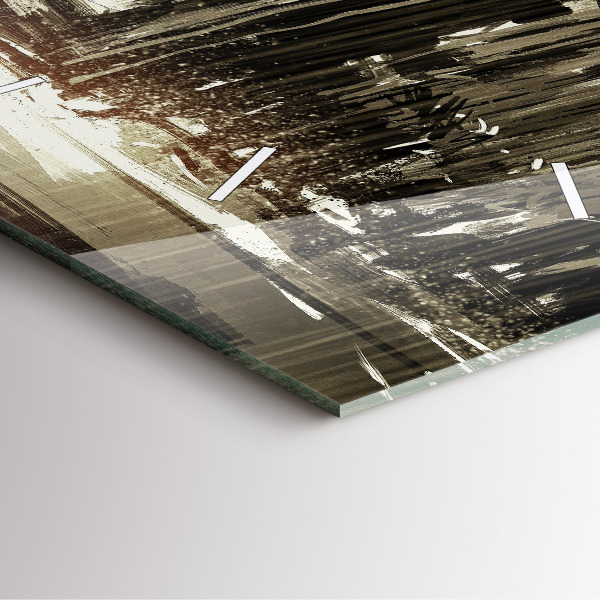 Square glass wall clock Woman on a rainy night