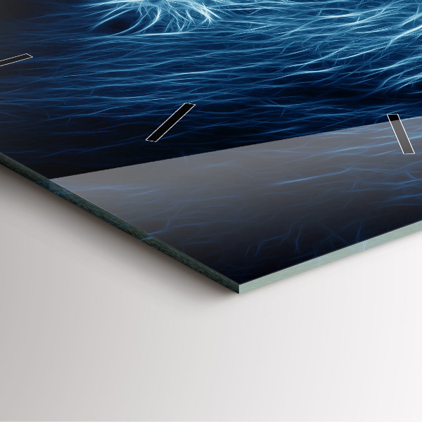 Square glass wall clock Wild lion