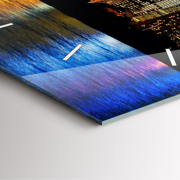 Square glass wall clock Sydney In The Evening