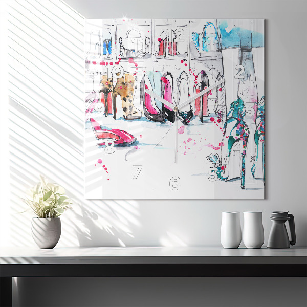Square glass wall clock The element of femininity