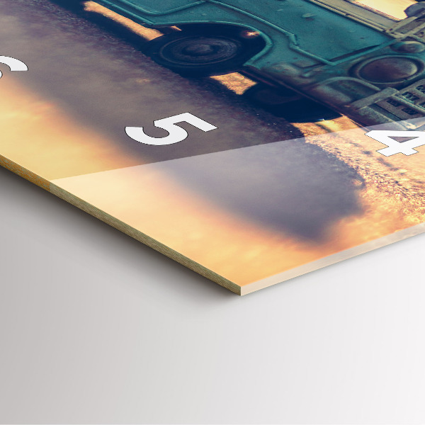 Square glass wall clock Camper on the beach