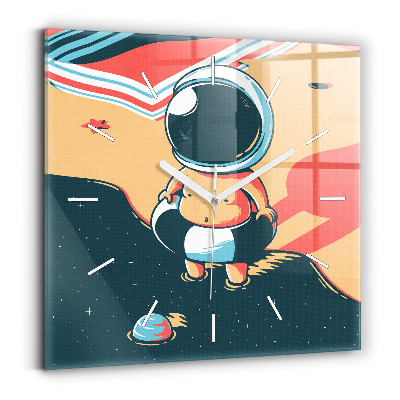 Square glass wall clock Children's imagination