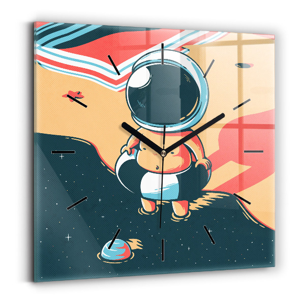 Square glass wall clock Children's imagination