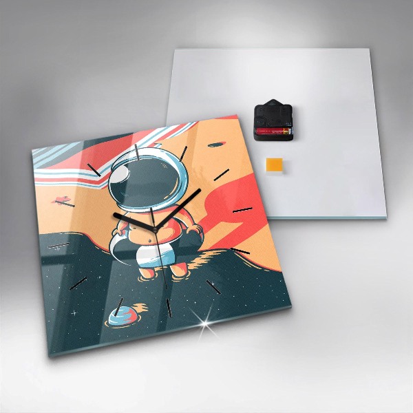 Square glass wall clock Children's imagination