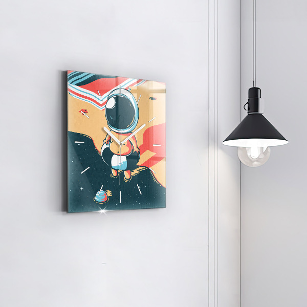 Square glass wall clock Children's imagination