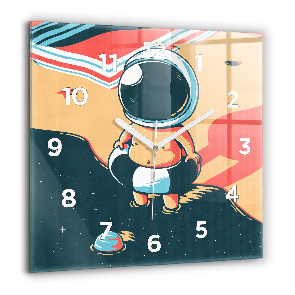 Square glass wall clock Children's imagination
