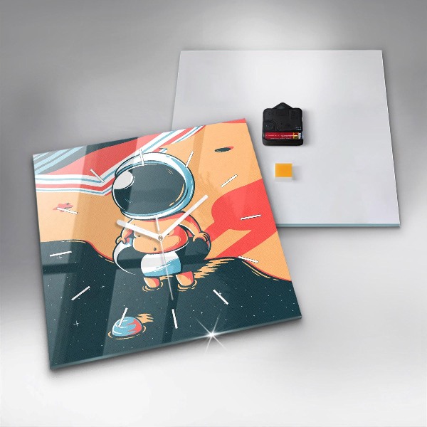 Square glass wall clock Children's imagination