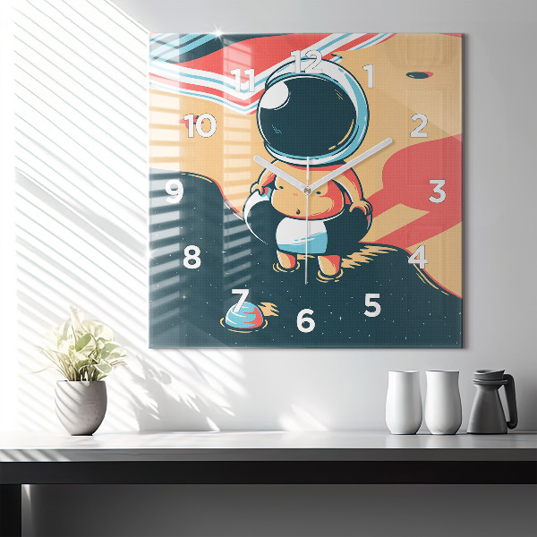 Square glass wall clock Children's imagination