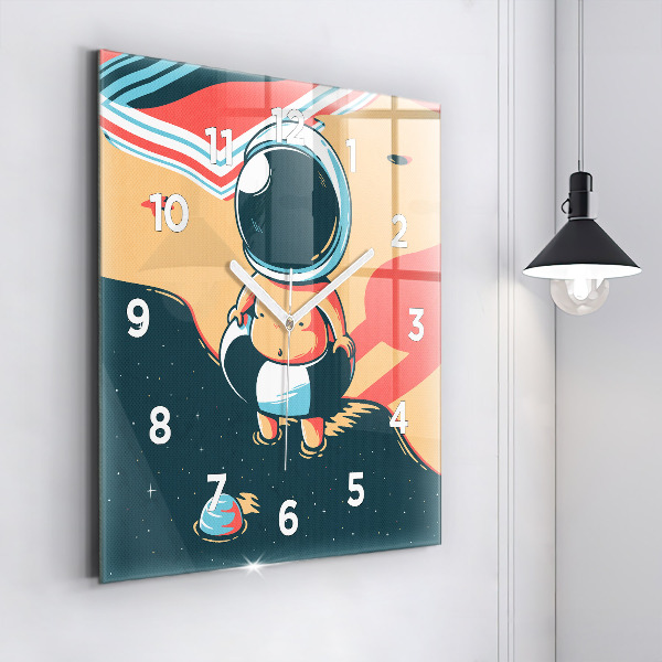 Square glass wall clock Children's imagination