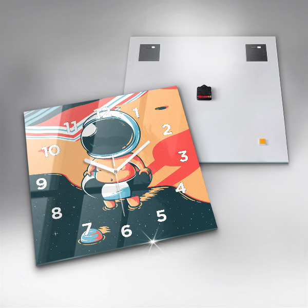 Square glass wall clock Children's imagination