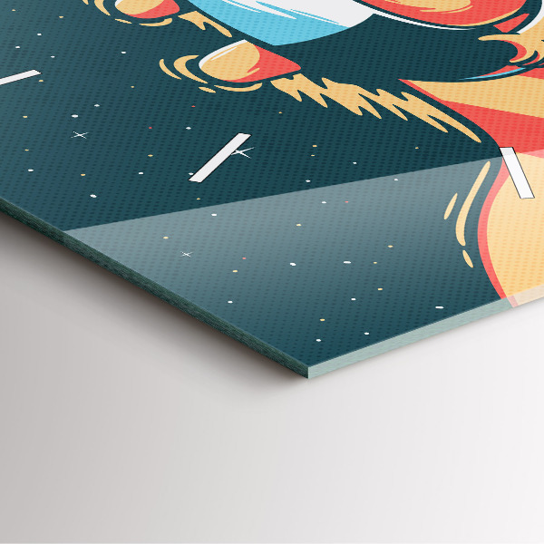 Square glass wall clock Children's imagination