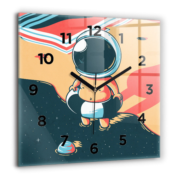 Square glass wall clock Children's imagination