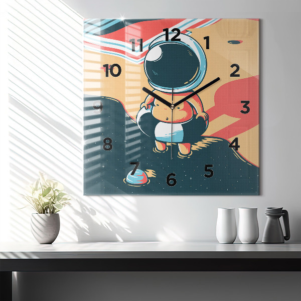 Square glass wall clock Children's imagination