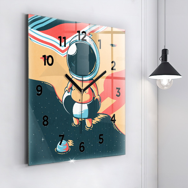 Square glass wall clock Children's imagination