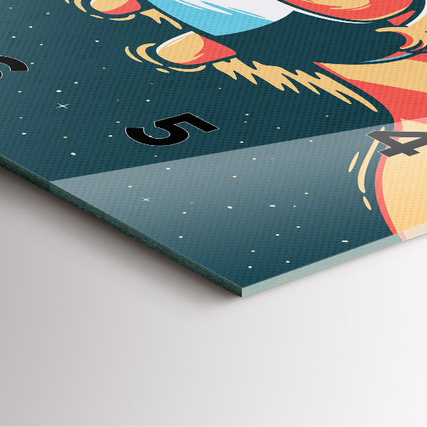 Square glass wall clock Children's imagination