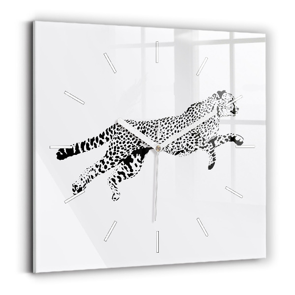 Square glass wall clock Silhouette of a panther