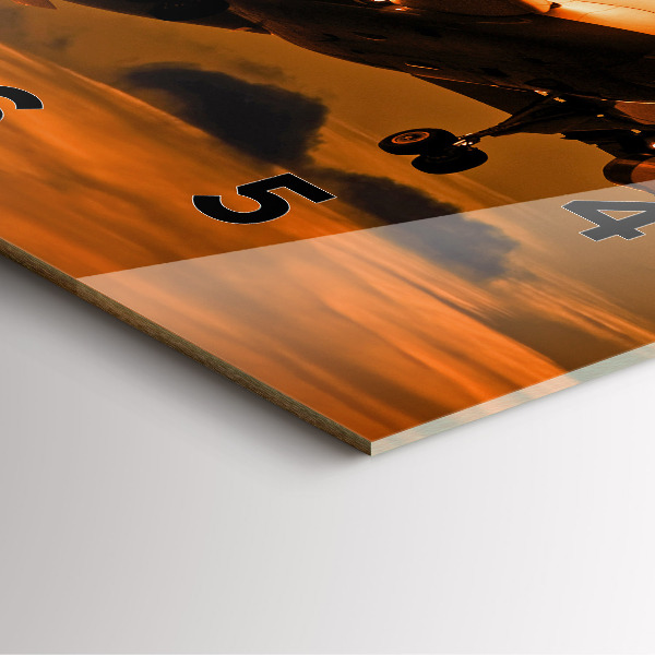 Square glass wall clock Travel by plane