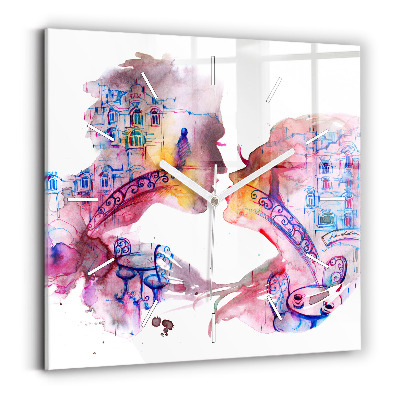 Square glass wall clock Two Bodies One Soul