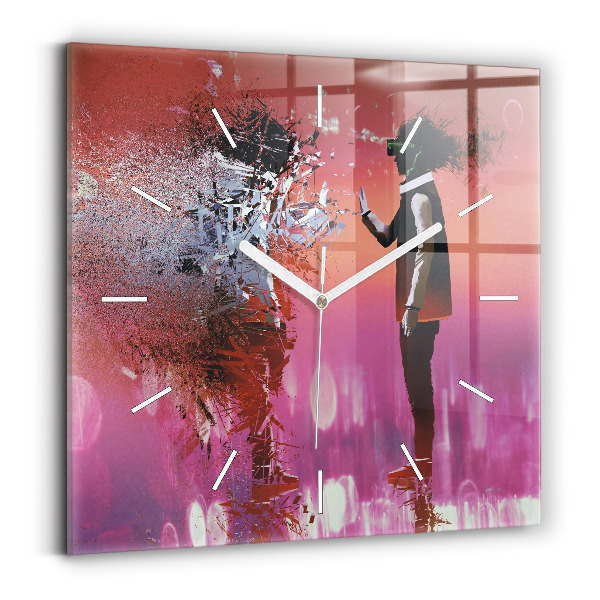 Square glass wall clock Cyberspace
