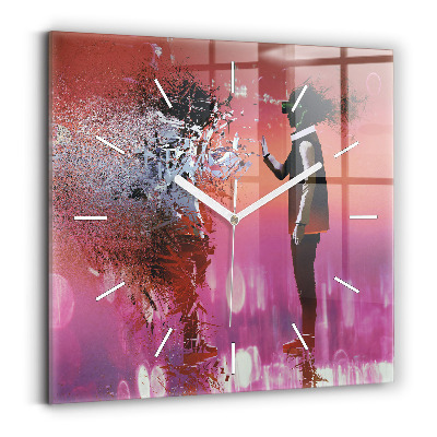 Square glass wall clock Cyberspace