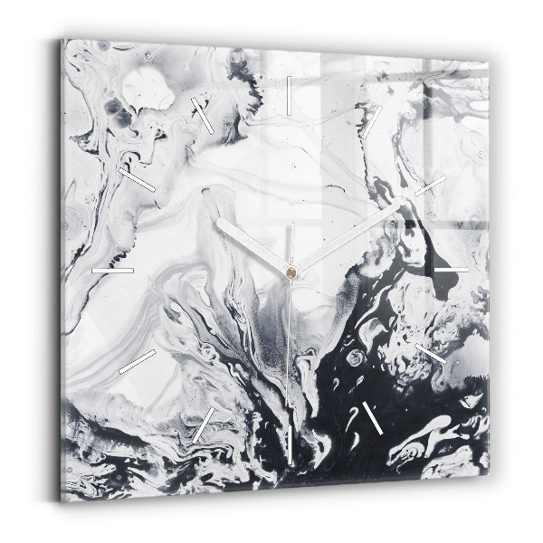 Square glass wall clock Abstract Ink Marble