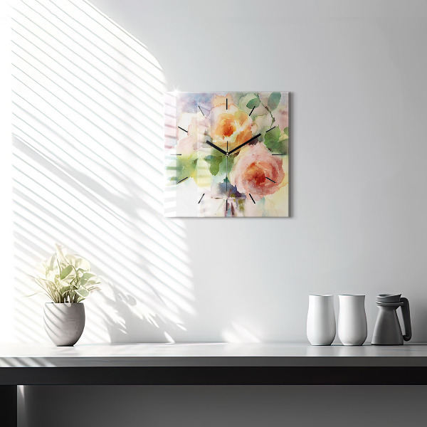 Square glass wall clock Visualization of Nature