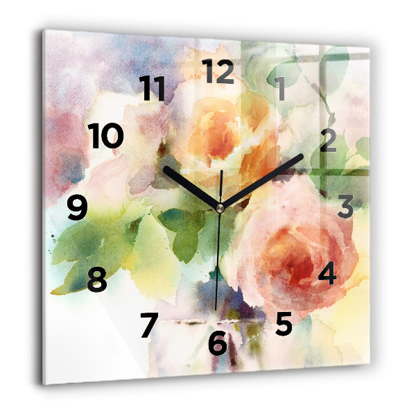 Square glass wall clock Visualization of Nature
