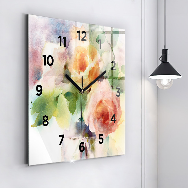Square glass wall clock Visualization of Nature