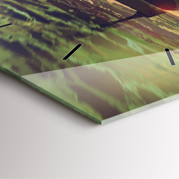 Square glass wall clock Concert on the beach