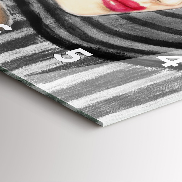 Square glass wall clock Woman in Black and White